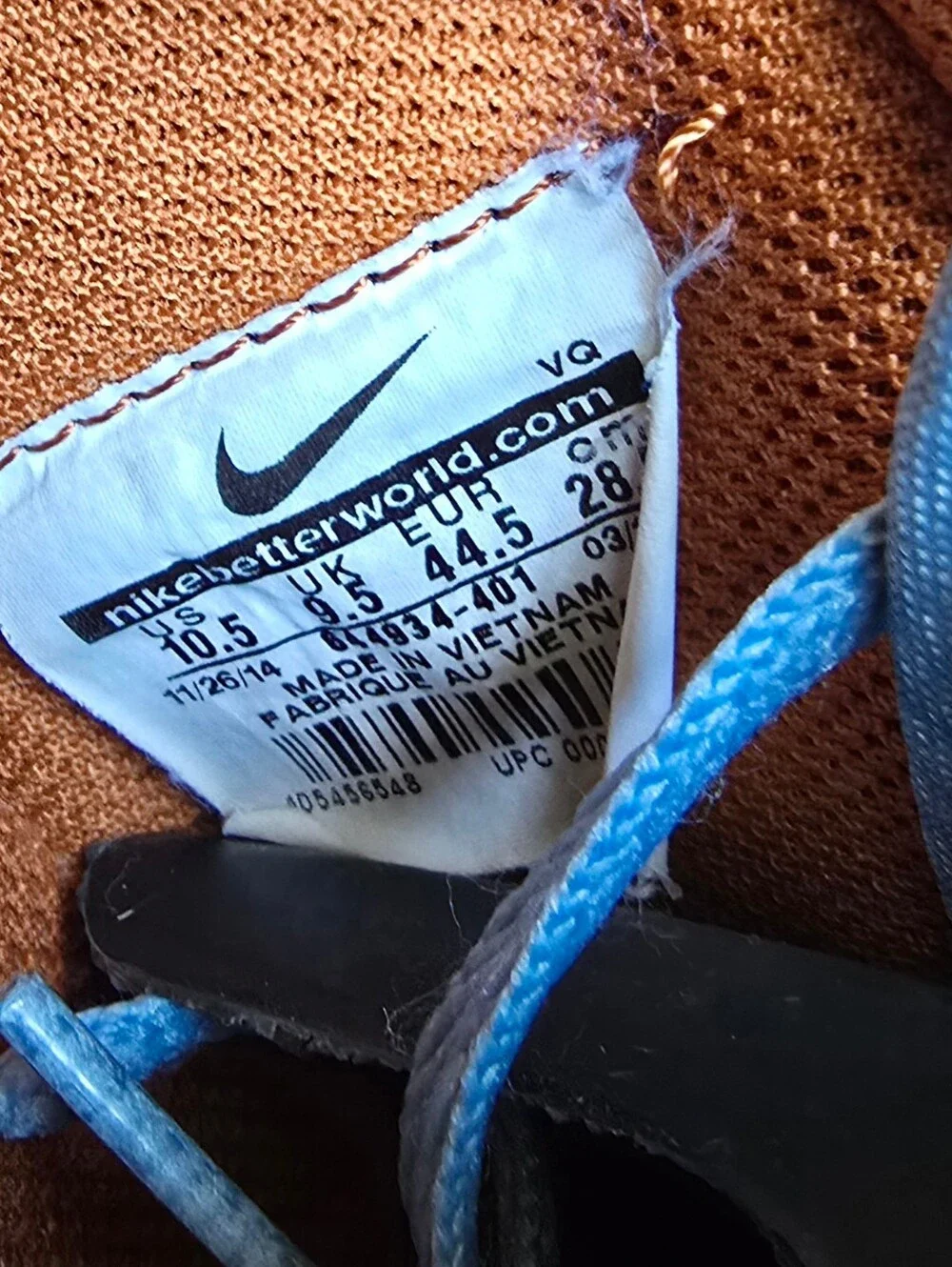 Sz 10.5 Men's NIKE YOKI LOW TXT Worn Blue/Tawny/White Casual Shoes